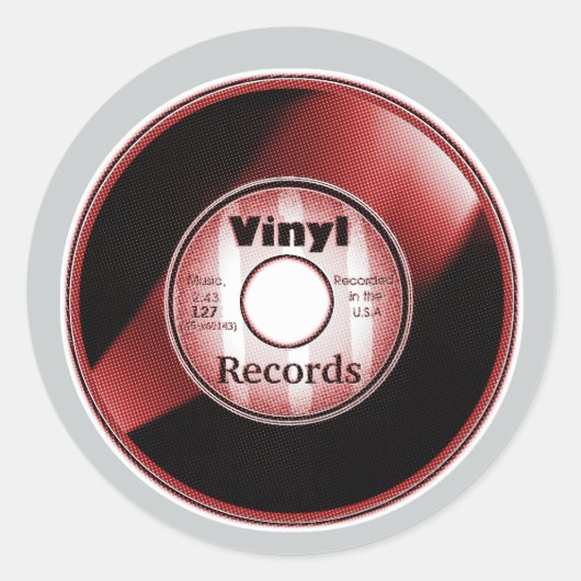 Vinyl 45 RPM single, Rood/Wit Ronde Sticker (Voorkant)