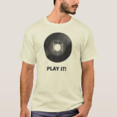 Vinyl 45 speel het! Zwart en wit T-shirt (Voorkant)