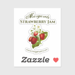 Vinyl aardbei pot jam label