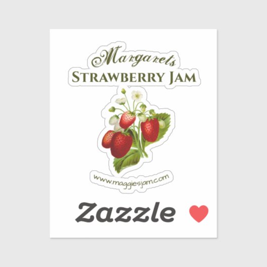 Vinyl aardbei pot jam label (Vel)