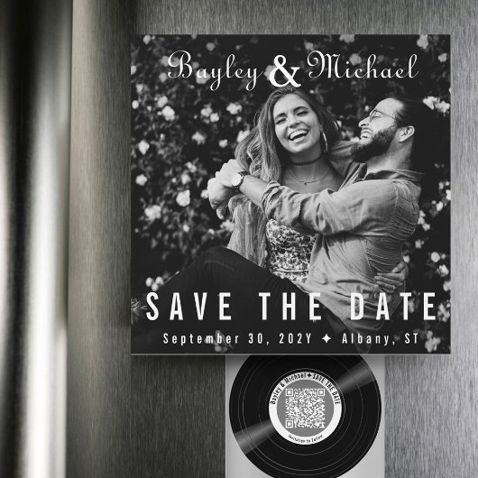 Vinyl Album Hoesje B&W Fotomagneet Bewaar de Datum