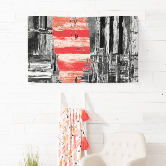 Vinyl Banner, 3' x 5' – Red Pulse Abstract Design Spandoek (Insitu)