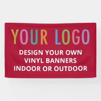 Vinyl banner met logo binnen of buiten donkerrood
