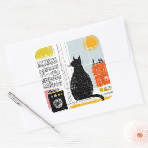 Vinyl Black Cat High Rise Live Set Vierkante Sticker