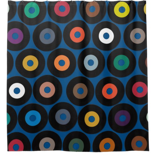 VINYL blauw Douchegordijn (Voorkant)