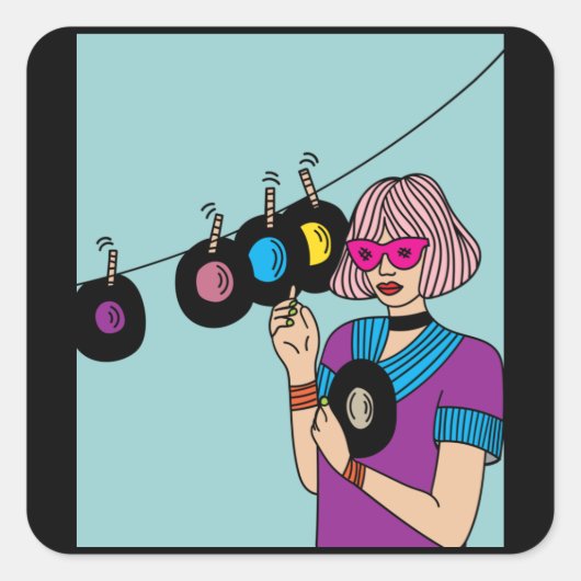  vinyl Borden van platen Vierkante Sticker (Voorkant)