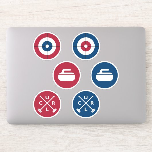 Vinyl Curling Stickers - Rood/Blauw (Computer)