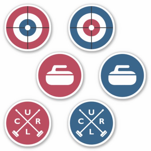 Vinyl Curling Stickers - Rood/Blauw (Voorkant)