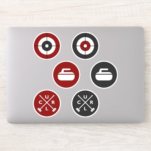 Vinyl Curling Stickers - Rood/Houtskool (Computer)
