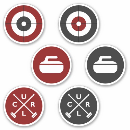 Vinyl Curling Stickers - Rood/Houtskool (Voorkant)