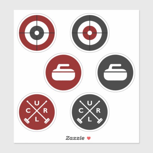 Vinyl Curling Stickers - Rood/Houtskool (Vel)