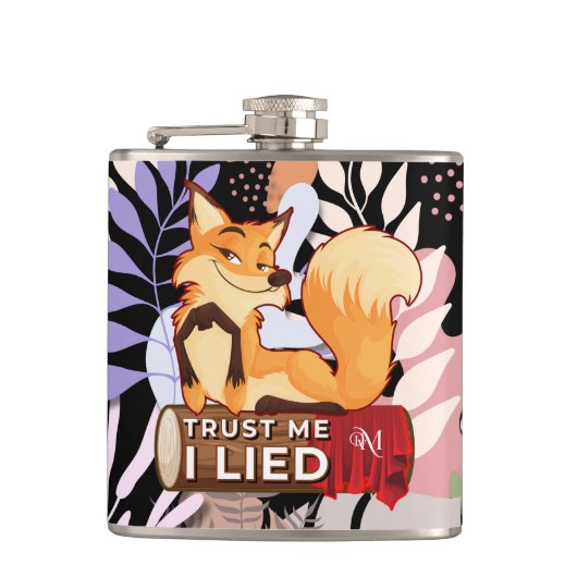 Vinyl Flask 6oz: Vertrouw Me (zwart) Heupfles (Voorkant)