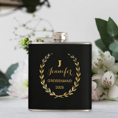 Vinyl flask with personalized black design  heupfles
