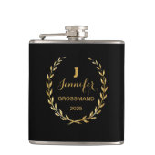 Vinyl flask with personalized black design  heupfles (Voorkant)