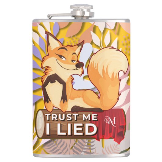 Vinyl fles 8oz: Vertrouw me (oranje) Heupfles (Voorkant)