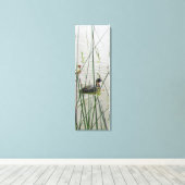 Vinyl Fotobehang - Amerikaanse Coot in Reeds Canvas Afdruk (Insitu (Houten vloer))