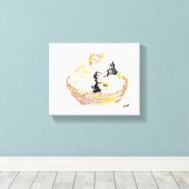 Vinyl Fotobehang : Basketvol kitten's Canvas Afdruk (Insitu (Houten vloer))