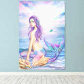 Vinyl Fotobehang Blauwe zeemeermin Canvas Afdruk (Insitu (Houten vloer))