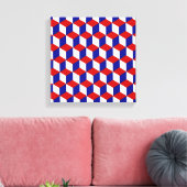 Vinyl Fotobehang - Blok illusie in rood, wit, blau Canvas Afdruk (Insitu (Woonkamer))