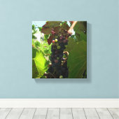 Vinyl Fotobehang - Cluster van druiven op wijnstok Canvas Afdruk (Insitu (Houten vloer))