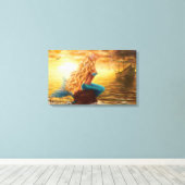 Vinyl Fotobehang Fantasie zeemeermin bij zonsonder Canvas Afdruk (Insitu (Houten vloer))