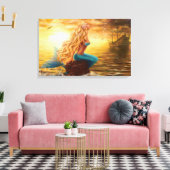 Vinyl Fotobehang Fantasie zeemeermin bij zonsonder Canvas Afdruk (Insitu (Woonkamer))