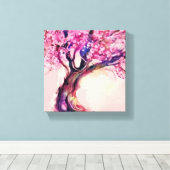 Vinyl Fotobehang Kersenboom bloei Canvas Afdruk (Insitu (Houten vloer))