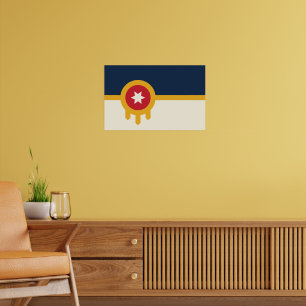 Vinyl Fotobehang met Vlag van Tulsa, Oklahoma Poster