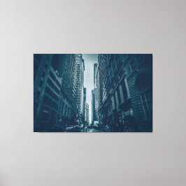 Vinyl Fotobehang - Metropolis Blue Monochrome Canvas Afdruk