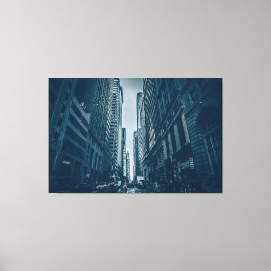 Vinyl Fotobehang - Metropolis Blue Monochrome Canvas Afdruk (Voorkant)