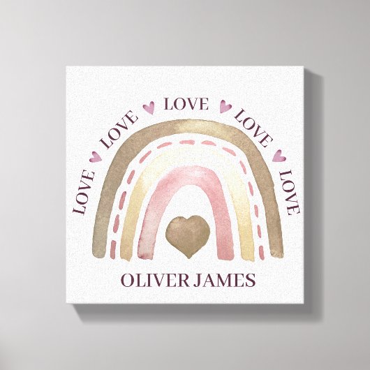 Vinyl Fotobehang - Rainbow Hearts Gold Plum Canvas Afdruk (Voorkant)