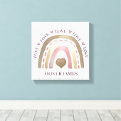 Vinyl Fotobehang - Rainbow Hearts Gold Plum Canvas Afdruk (Insitu (Houten vloer))