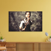 Vinyl Fotobehang - Steampunk Art Vrouwen 'Tame' Canvas Afdruk (Insitu (Woonkamer))