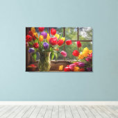 Vinyl Fotobehang Tulpen Canvas Afdruk (Insitu (Houten vloer))