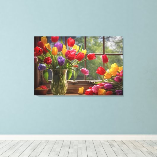 Vinyl Fotobehang Tulpen Canvas Afdruk (Insitu (Houten vloer))