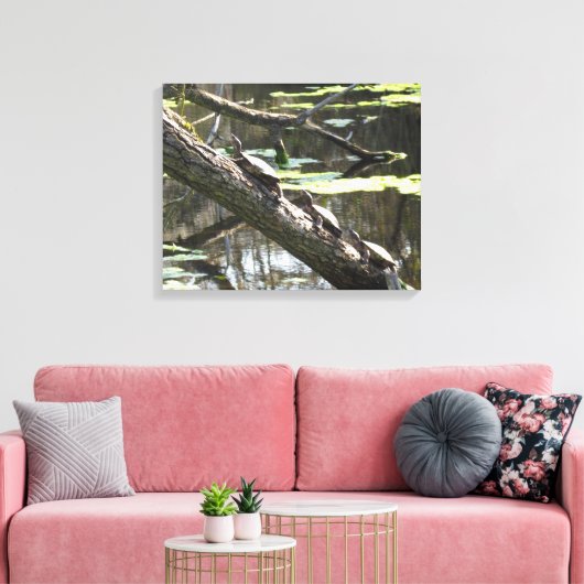 Vinyl Fotobehang - Vijver schildpadden Canvas Afdruk (Insitu (Woonkamer))