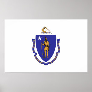 Vinyl Fotobehang Vlag van Massachusetts, U.S.A. Poster