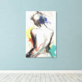 Vinyl Fotobehang, vrouw silhouet schilderij Canvas Afdruk (Insitu (Houten vloer))