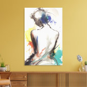 Vinyl Fotobehang, vrouw silhouet schilderij Canvas Afdruk (Insitu (Woonkamer))