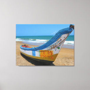 Vinyl Fotobehang - White Sands Boat Caribbean Canvas Afdruk