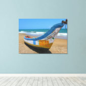 Vinyl Fotobehang - White Sands Boat Caribbean Canvas Afdruk (Insitu (Houten vloer))