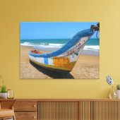 Vinyl Fotobehang - White Sands Boat Caribbean Canvas Afdruk (Insitu (Woonkamer))