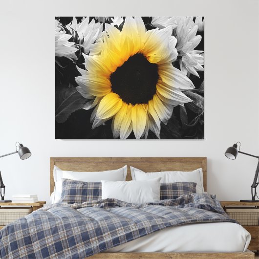 Vinyl Fotobehang - Zonnebloem Canvas Afdruk (Insitu (Slaapkamer))