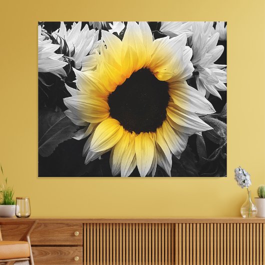 Vinyl Fotobehang - Zonnebloem Canvas Afdruk (Insitu (Woonkamer))
