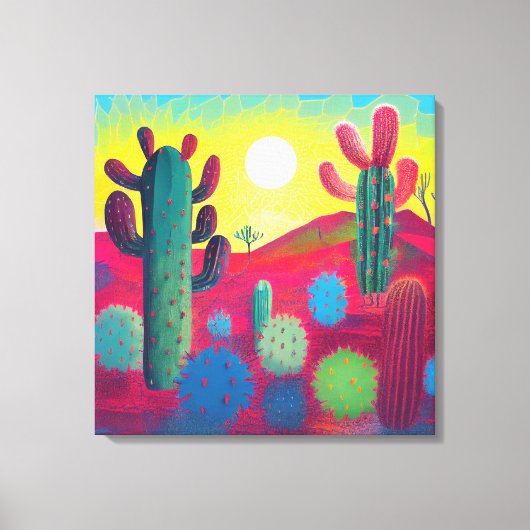 Vinyl Fotobehang, zonsopgang op Cactus Plateau Canvas Afdruk (Voorkant)