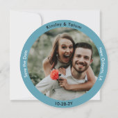 Vinyl Fotoplaat Save the Date Retro Blue (Achterkant)