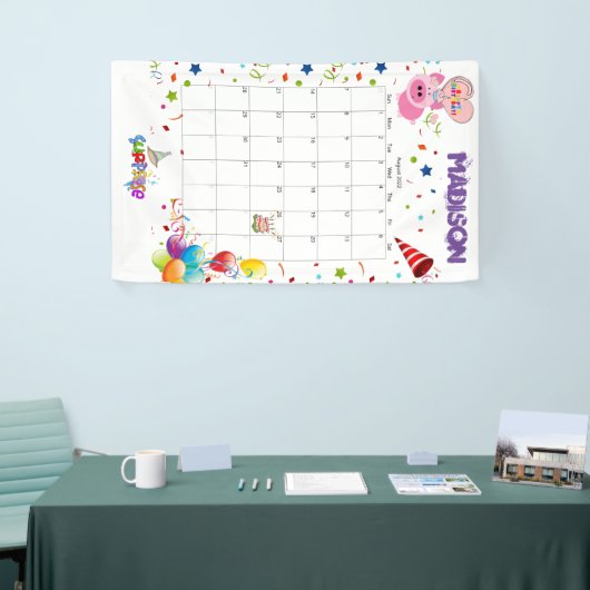 Vinyl Gelukkige Verjaardagskalender Augustus 2022  Spandoek (Beurs)