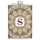 Vinyl gewikkeld aangepaste heupkolf sepia psychede heupfles (Voorkant)