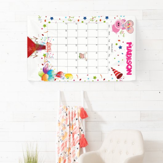 Vinyl Happy Birthday Calendar March 2022 Banner (Insitu)