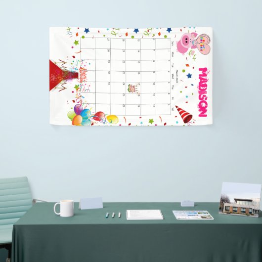 Vinyl Happy Birthday Calendar March 2022 Banner (Beurs)
